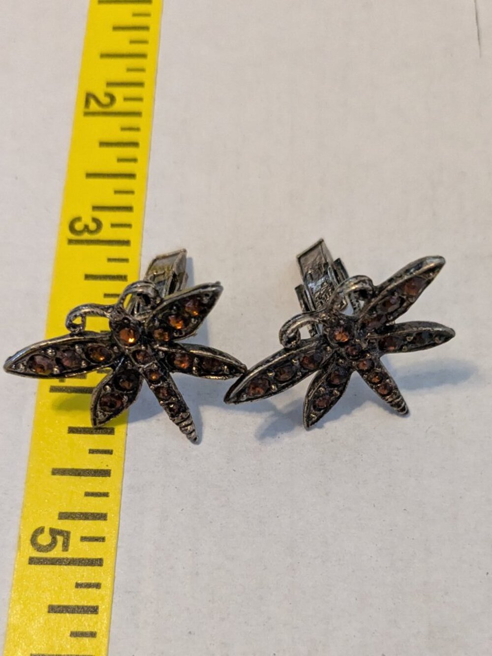 Vintage Pat. Pend. Antique Gold Tone Dragonfly Cuff Links